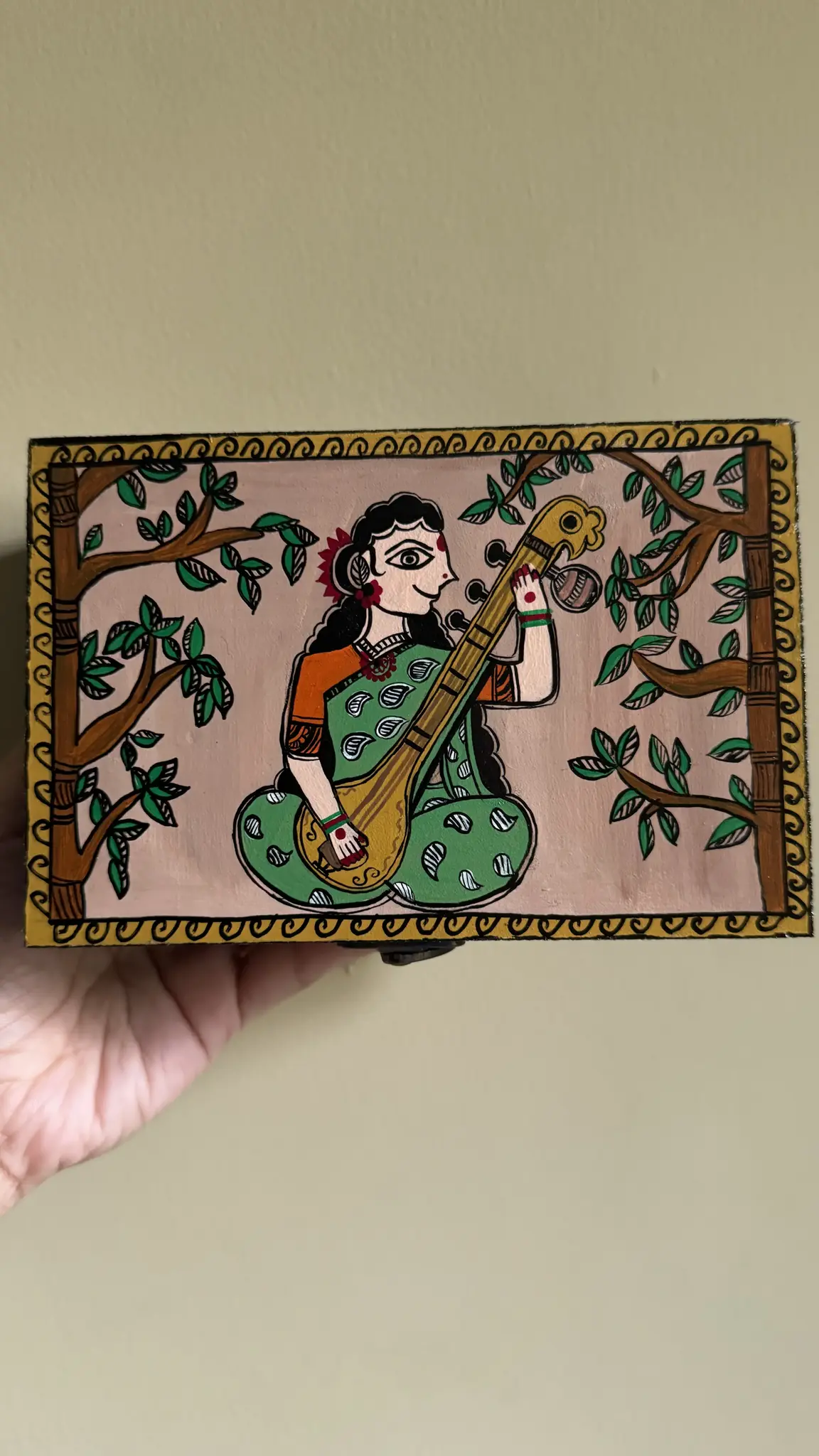 Madhubani Sitar Woman Jewellery Box