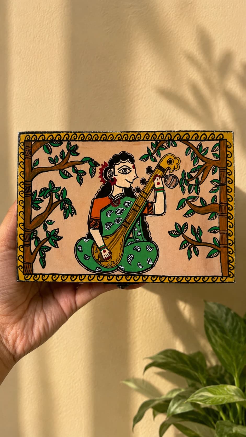 Madhubani Sitar Woman Jewellery Box